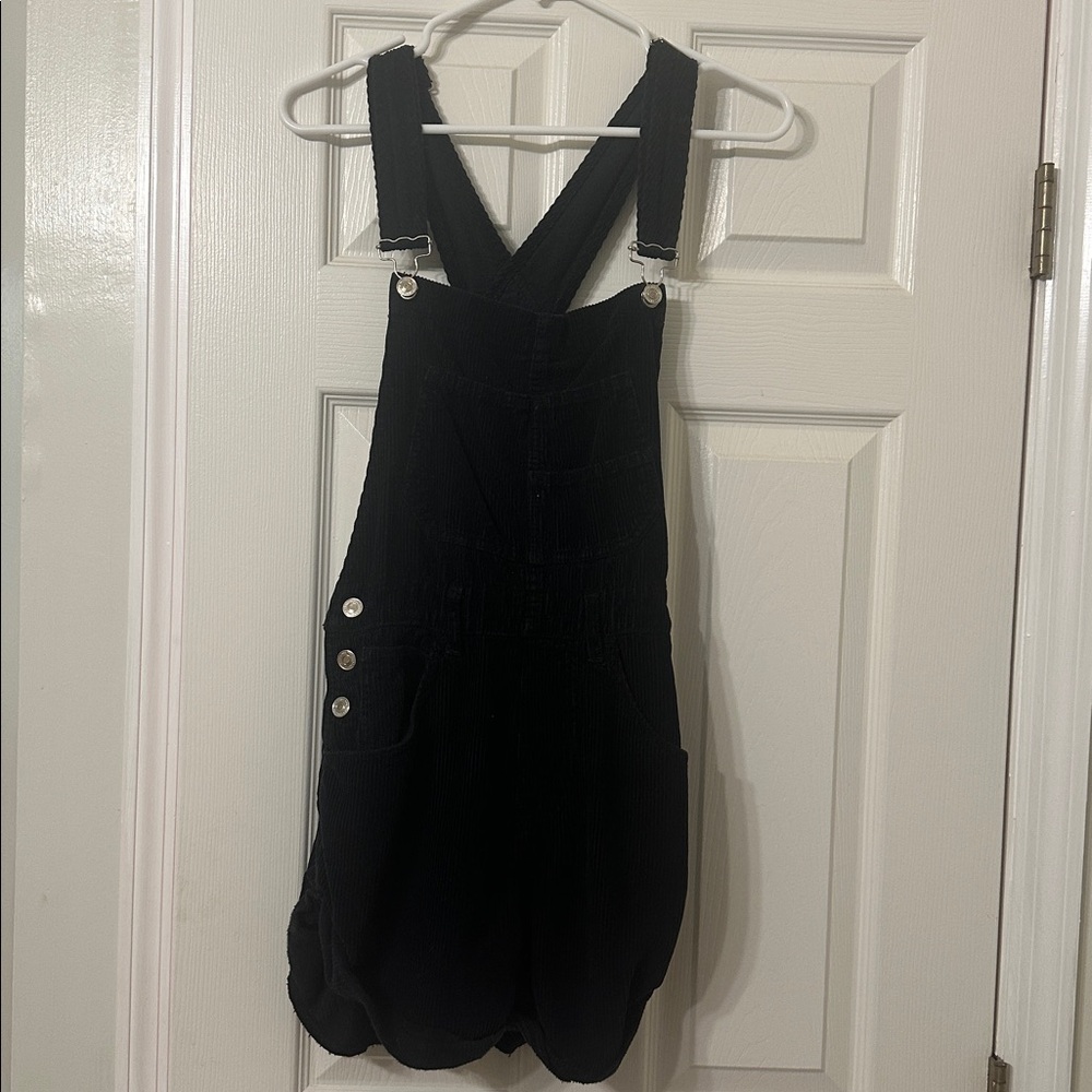 We The Free Black Bib Overalls Shorts Rolled Hem Size XS